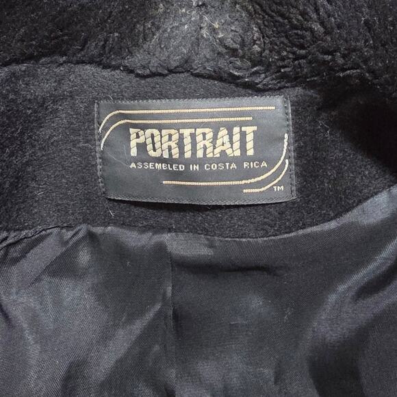 Portrait Black Faux Fur Shawl Collar Belted Jacket Women’s Size 4 Vintage Cozy - Picture 6 of 12